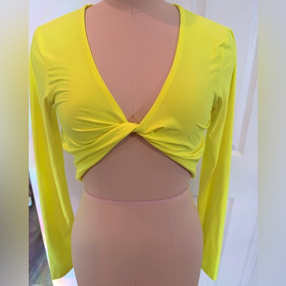 ASOS Tops - ASOS 4505 Neon Yellow Twist Front Crop Top